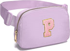 Gitus Initial Belt Bag Fanny Pack Crossbody Bag for Girls Birthday Gifts Age 8-10 Teen Girl Gifts Trend Stuff Personalized Letter Gifts for Daughter Sister (Lavender-P)
