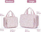 Narwey Travel Toiletry Bag for Women Large Hanging Makeup Bag Organizer Toiletries Bag for Full Size Essentials Accessories Cosmetics (Pink Flower (Large))