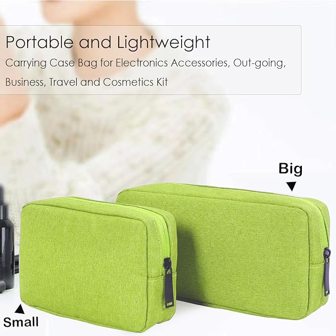 CAAORDKSO Electronic Organizer Travel Cable Accessories Case, Electronic Organizer Bag, Electronic Accessories Organizer Pouch for Cable, Cord, Charger, Phone, Power Bank, Earphone (Small-Green)