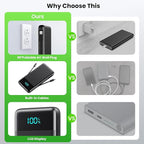 Portable Charger with Built-in AC Plug and Cables,13800mAh All in One USB C Fast Charging Power Bank,Travel Essentials Portable Phone Charger Battery Pack for iPhone 17/16/15/14/13,Galaxy,Android etc