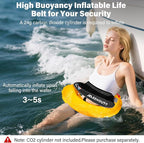 Automatic Inflatable Belt Pack Water Sports Jacket Waist Belt PFD for SUP Paddleboarding Fishing Boating Kayaking（fit 80-330 lbs） (Black)