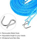 uxcell Portable Clothesline, 16.4ft Nylon Windproof Non-Slip Washing Line Rope for Courtyard Outdoor Travel Camping Laundry Drying, Blue