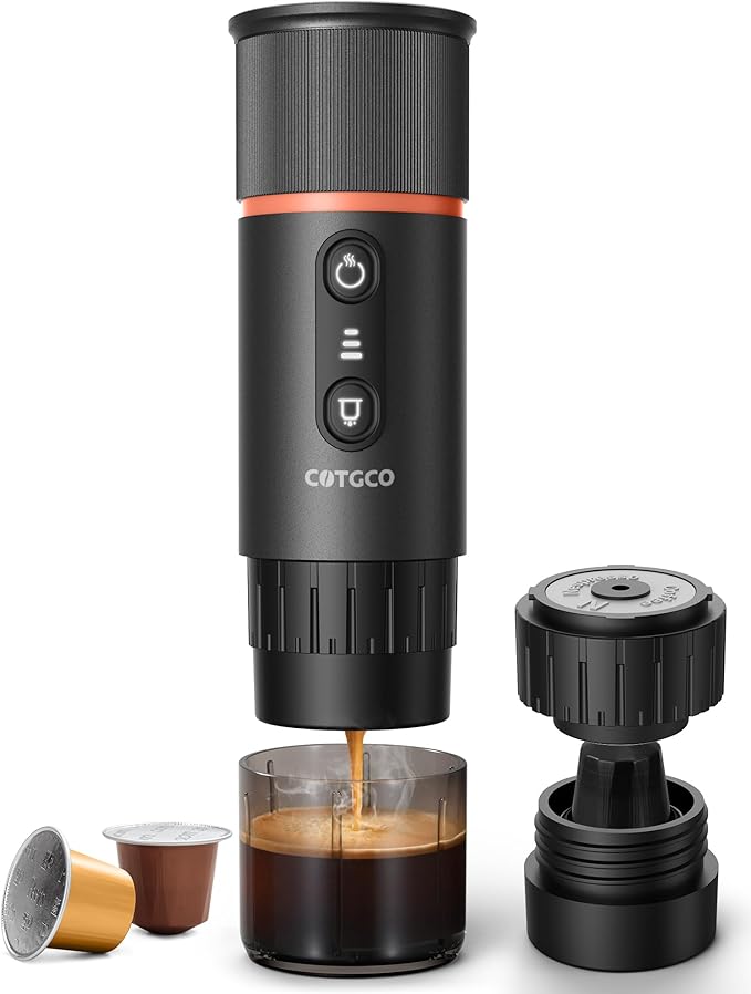 Portable Espresso Coffee Maker, Travel Coffee Maker for Camping, 20 Bar Self‑Heating Rechargeable with USB-C, with NS Capsule for Car/Travel/Camping