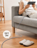 AINOPE USB C Cable 10FT 3.1A Type C Charger Fast Charging, Right Angle USB Type C Cable, Nylon Braided USB C Charging Cable Compatible with Galaxy S10 S9 S8 Plus, A51 A11 A10 A20, LG V50 V40 G8 G7