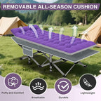 ZENPETIO 28In Folding Camping Cot for Adult, Portable Sleeping Cot with Mattress, Outdoor Heavy Duty Cot Bed for Camp with Carry Bag for Home, Office, Camp, Travel, Vacation-Purple