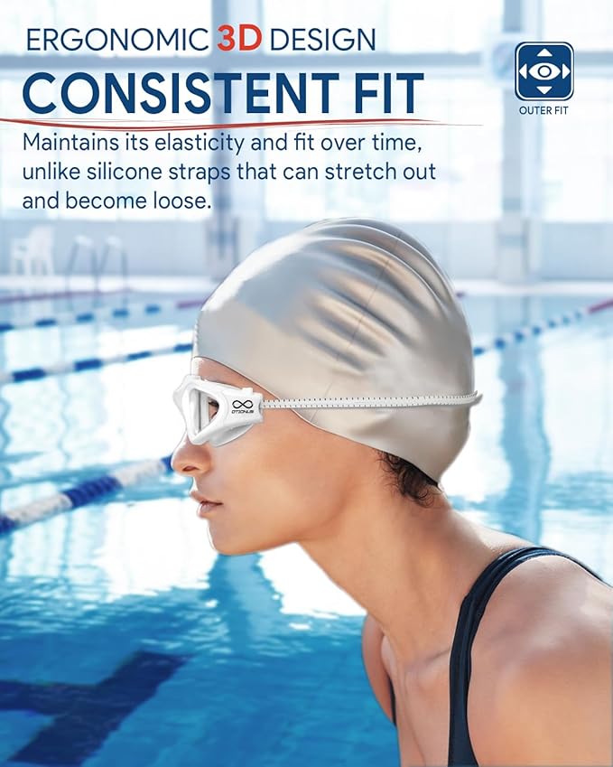 Swim Goggles, Polarized Adult Swimming Goggles Bungee Strap No Hair Pulling Anti-fog Pool Goggles for Men Women