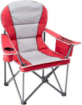 NEWBULIG Oversized Folding Camping Chair for Adults, Portable Outdoor Collapsible Chairs, 500 LBS Heavy Duty Support, with Cup Holders, for Lawn, Fishing, Hiking, Red