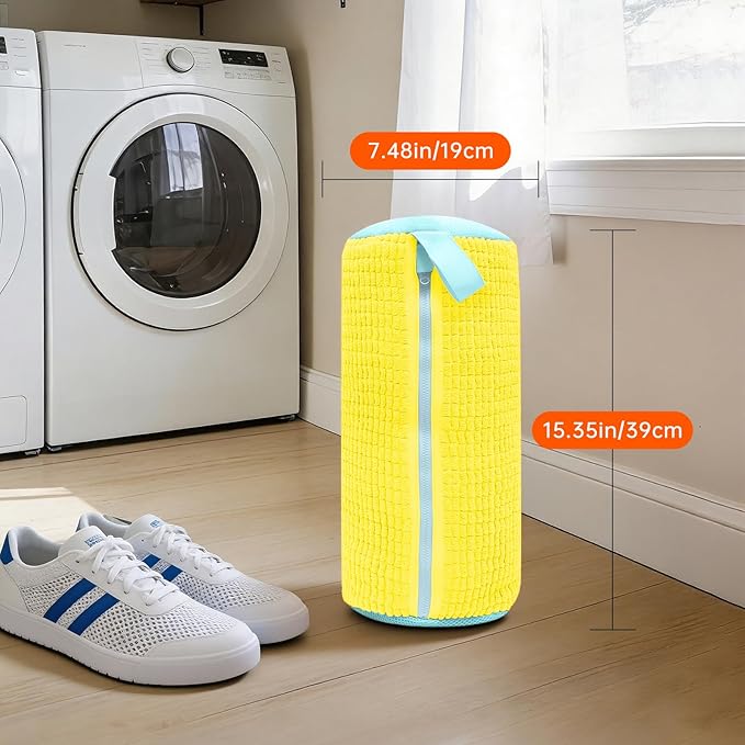 1PCS Shoes Washing Machine Bags, Laundry Shoe Bag for Washer and Dryer, Reusable and Durable Zipper Sneaker Shoe Washing Bag, Tennis Shoes Cleaning Bag for All Shoe Types (Yellow)