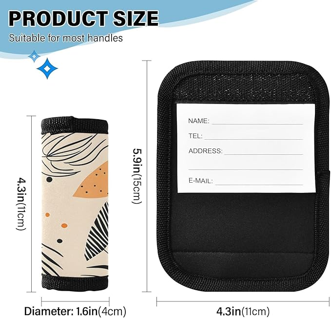 Abstract Tropical Leaves Luggage Handle Wrap for Suitcase Luggage Tags Handle Covers Identifiers Soft Decorations Travel Accessories 2 Pack