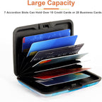 Mayski Credit Card Holder, RFID Blocking, Aluminum Alloy Hard Case, Small Mini Business Metal Wallet for Women Men, Blue Flower