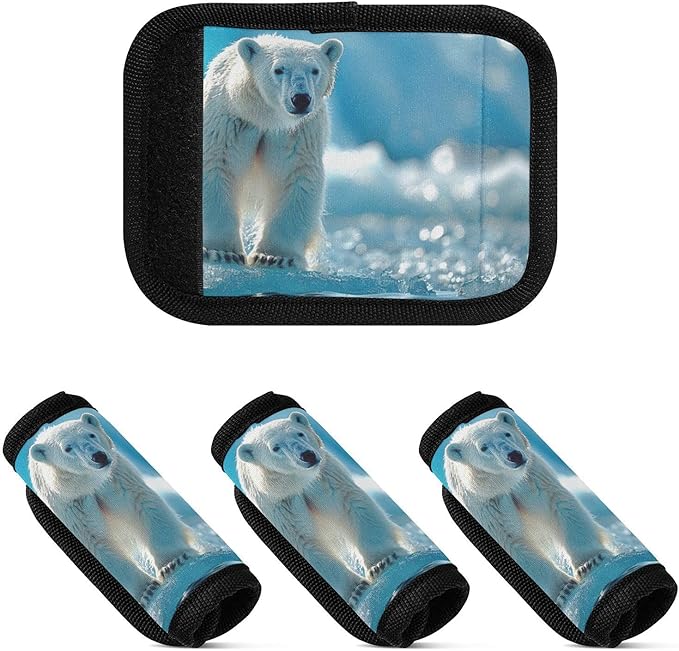 Qilmy Ocean Polar Animal Luggage Handle Wrap 2Pack Luggage Identifiers Tag Comfort Handle Grips Cover for Stroller Suitcase Bag Airplane Travel Accessories1499