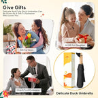Compact Small Umbrellas for Rain&Sun, Cute Design Duck Head Umbrella for Girls Gifts, 8 Ribs Folding Umbrella with Wooden Handle