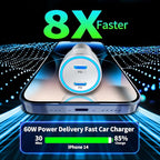 [Apple MFi Certified] iPhone Car Charger, Linocell 60W Dual PD USB-C Poewr Cigarette Lighter USB-C Car Carplay Fast Charger + 2Pack Type-C to Lightning Cable for iPhone 14 13 12 11 Pro XS XR X SE iPad