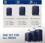 3 Piece Luggage Sets, Lightweight ABS Suitcase with 4 Spinner Wheels ＆ TSA Locks, Hardside Carry On Luggage Durable Suitcase Set for Family Travel Business - Tibetan Blue, 20/24/28