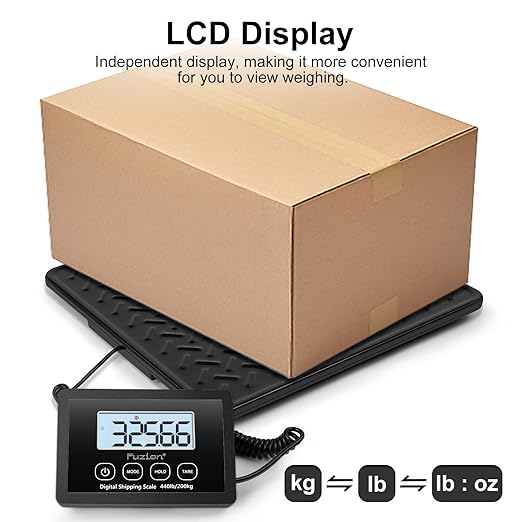 Fuzion Shipping Scale, 440LB x 10g High Accuracy Digital Postal Scale, Durable Alloy Steel Platform, Heavy Duty Scale for Packages, Postage, Luggage, Battery and AC Adapter Powered