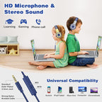 SIMOLIO On-Ear Headphones Kids for School with Wire, 75dB,85dB,94dB Volume Limited, Wired Headphones for Kids with Microphone, Great Choice for Classroom,Tablet,Airplane,Travel (Grey)