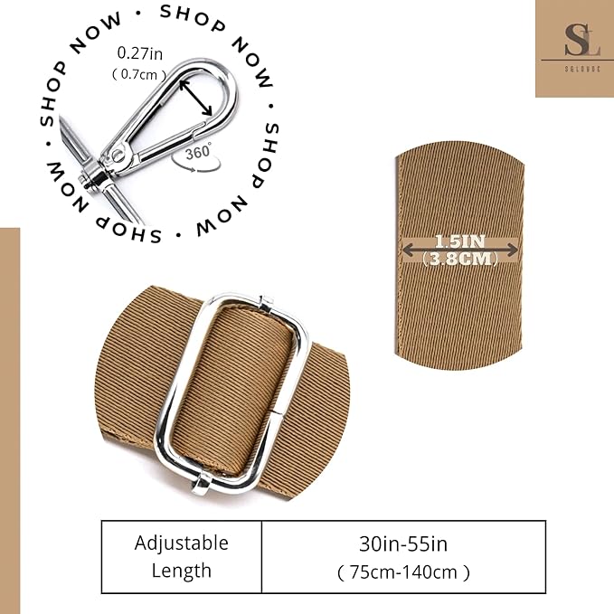 S&loyoe Thickened Solid Color Purse Straps Replacement Crossbody Bag Strap Adjustable Wide Guitar Straps for Handbags 1.5inch