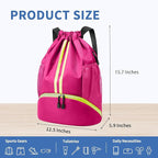 JELUTAR Drawstring Backpack Gym Bag with Shoes Compartment for Soccer, Basketball, Swim, Water-Resistant String Backpack Beach Cinch for Women Men, Rose