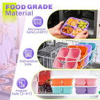 4 Pack Snack Containers Bento Box Adult Lunch Box,Meal Prep Container, Reusable Food Storage lunch Containers Stackable for Work, Travel and Gym (Pink, Orange, Green, Purple)