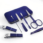 QURIPE 7pcs Manicure Set, Nail Clippers Kit, Stainless Steel Manicure Kit, Nail Clipping Tools Portable Travel Grooming Kit, The Best Gift with Luxurious Case (Blue)