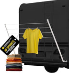 Stromberg Carlson CL-100 Bumper Mounted Clothesline - 48" aluminum foldable travel drying rack for RV Bumper, camper, and outdoor use; 84" hanging space, ideal RV clothesline and camping laundry rack.