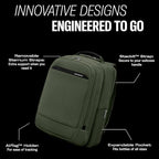 Samsonite Paralux 2-in-1 Travel Backpack, Converts into Main Bag + Go Bag, Lay-Flat Packing, StackIt™ Strap, Laptop Sleeve & Integrated AirTag™ Holder - Business & Adventure Travel Bag - Olive