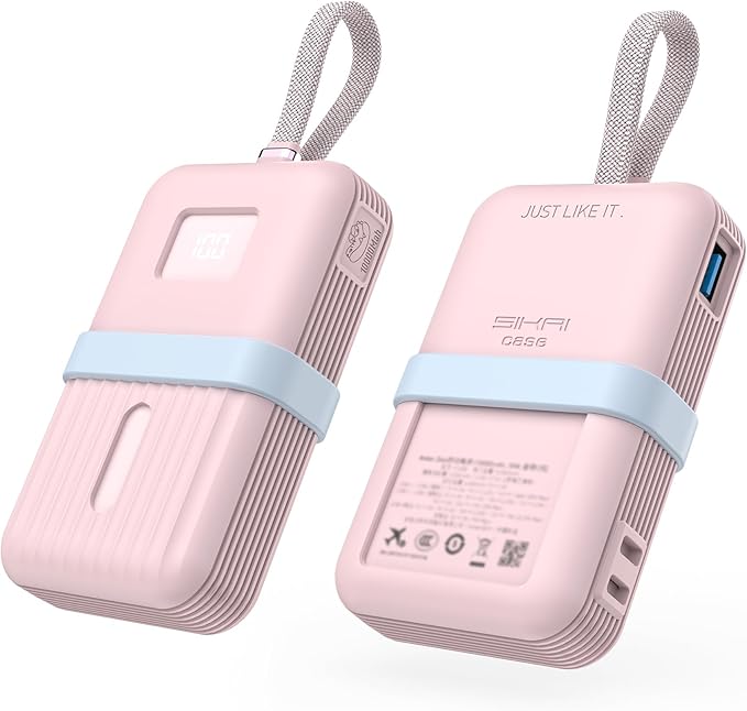 Silicone Case for Anker Zolo Power Bank (10,000mAh 30W) A1680/A1688 Protective Cover with Lanyard Slot, Drop-Proof Dust-Proof Precise Cutouts for Daily Use & Travel (Pink)