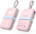 Silicone Case for Anker Zolo Power Bank (10,000mAh 30W) A1680/A1688 Protective Cover with Lanyard Slot, Drop-Proof Dust-Proof Precise Cutouts for Daily Use & Travel (Pink)