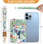 Yonlevres Hummingbird RFID Wristlet Wallet for Women Slim, Small Credit Card Holder Front Pocket Keychain Lanyard, Travel Cute Thin ID Window PU Leather Mini Organizer Case Purse Woman Gifts Ladies