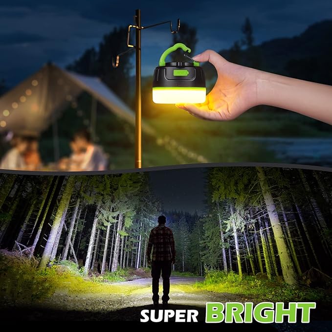 Yonktoo Rechargeable LED Camping Lantern 1000LM, 300H Runtime, 6400mAh, IPX5 Waterproof Tent Light for Camping, Hiking, Power Outages, Home, Emergency Use - Wireless Remote Edition,Green