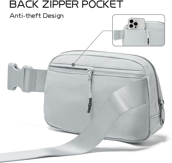 Belt Bag for Women Fanny Pack Crossbody Bags for Women Fashion Waist Packs with Adjustable Strap Gifts for Women Men (Lightgrey)