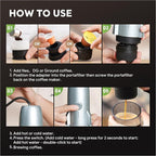 3 in 1 Portable Electric Espresso Machine On the Go with Detachable Coffee Stand, Car Coffee Maker Self-Heating with USB-C, For Travel Camping and Hiking With Ground Coffee & NES PRES*O/DG Pod