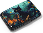 Credit Card Holder, Mini Aluminum Card Wallet RFID Blocking Slim Metal Hard Card Case for Women Men, Pretty Cat