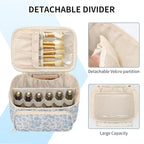 OCHEAL Makeup Bag, Multifunctional Make Up Bags Large Compact Makeup Bag Organizer Cosmetics Toiletry Brushes Storage Case for Women Girls Makeup Case with Handle Divider-Floar