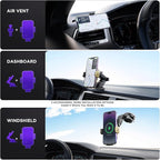 Wireless Car Charger,【7 Colored RGB Backlit】 15W Auto Clamping Phone Holders for Your Car for iPhone 16 15 14 13 12 Mini Pro Max 11 XR XS X, Samsung Galaxy S24 Ultra S23 S22 S21+ Note 20, etc - Gold