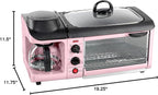 Nostalgia 3-in-1 Breakfast Station - Includes Coffee Maker, Non-Stick Griddle, and 4-Slice Toaster Oven - Versatile Breakfast Maker with Timer - Pink