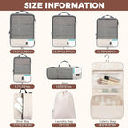 BAGAIL 4 Set/6 Set/8 Set Compression Packing Cubes Travel Accessories Expandable Packing Organizers (Half Mesh, 8-Beige)