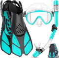 Ubekezele Snorkeling Gear for Adults Men Women,4 in 1 Snorkel Set with Panoramic View Diving Mask Anti-Fog Anti-Leak,Dry Top Snorkel,Fins and Travel Bag for Swimming,Snorkeling and Travel Diving