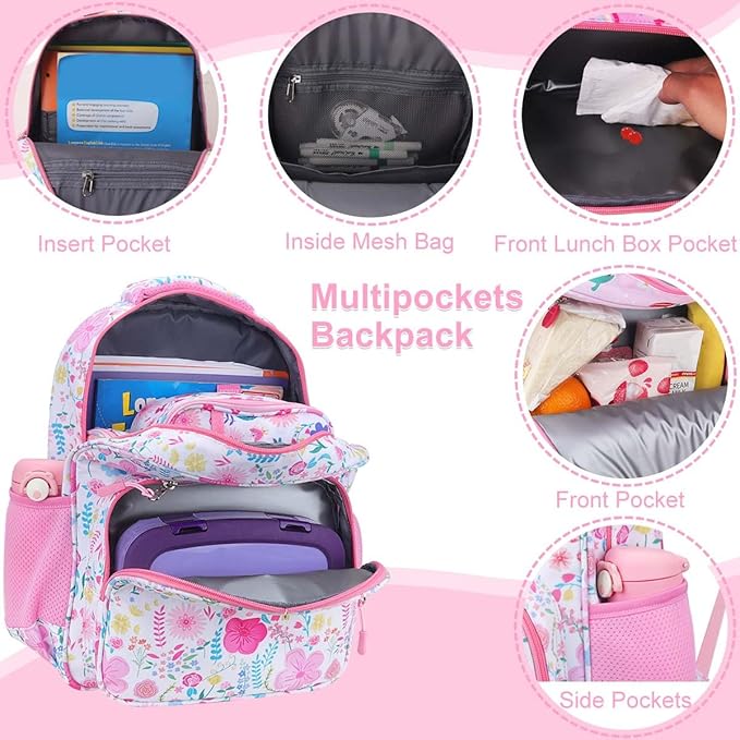 RHCPFOVR Kids Backpack for Girls - Girls Backpack 3-8 Ages Butterfly for Kids 15 Inch School Bookbag for Kindergarten Elementary School Bookbag for Girl 1st 2nd Grade
