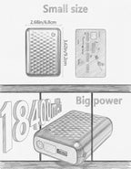 18400mAh Heated Jacket Battery Pack, 12V/5V Power Bank for Heating Coat & Vest