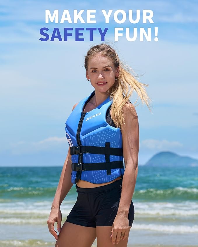 Owntop Swim Vest Adult Water Sport Vest Neoprene Floaties for Swimming, Boating, Kayaking, Fishing | Adjustable Zipper Dual Buckle Foldable Buoyancy Jacket