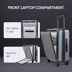 NINETYGO Carry On Luggage 22X14X9 Airline Approved with Front Pocket, 20 Inch Luggage with Front Compartment, Expandable, Double Spinner Wheels, Hardsided PC, TSA Lock (Cool Grey, Seine Max)