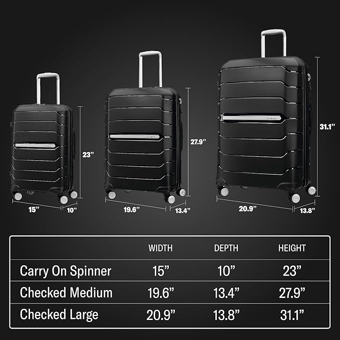 Samsonite Freeform 24-Inch Medium Luggage with Dual 360° Spinner Wheels - Checked Suitcase - TSA Lock, Airline-Approved - Durable Polypropylene Expandable Hardshell for Lightweight Travel - Black
