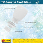 1oz Silicone Travel Bottles for Toiletries (4-Pack), TSA Approved Leakproof Toiletry Bottles with Locking Lid, Refillable Travel Size Containers for Shampoo, Body Wash, Camping & Trips (Grey White)