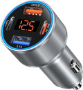Car Charger USB C, 65W Dual 12V Car USB Charger Multiport with Voltage Display PD/QC 3.0 Super Fast Charge Cigarette Lighter Adapter for iPhone 17 16 15 14 13 12 Pad Pro Air(Gray)