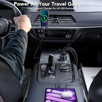 4-Port USB C Car Charger Fast Charging, Car Phone Charger Adapter with 30W PD & QC3.0 Dual USB C & USB A Port Real-Time LED Voltmeter 12V/24V Cigarette Lighter Adapter for iPhone Galaxy & Android