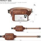 LATMAP 3L TRIPLE ZIP Fanny Packs Belt Bag For Women Men Crossbody Waist Pack Sling Chest Bum Travel Bag Purse Faux Leather Fashion Cute Brown