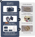 BOYATU Travel Makeup Bag Cosmetic Bags for Women: Large Capacity 3 Pcs Set Make up Bag with Compartments - Waterproof Vegan Leather Toiletry Organizer Bags with Handle (L40 Blue)