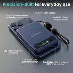 10K Magnetic Power Bank, Blue, Qi2 Certified 15W Wireless Charger, LCD Display, Solid-State Battery for Safer Travel, Ultra-Slim USB-C Fast Charging Portable Charger for iPhone 17/16/16
