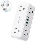 TROND Outlet Extender Surge Protector with 360 Rotating Plug, Multi Plug Wall Outlet with 6 Grounded Sockets and PD20W USB C Charger, 900J, Sideways Plug Adapter for Tight Space in Kitchen Bathroom